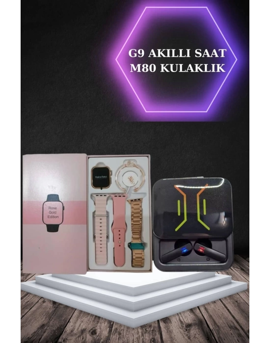 Wireless Şarjlı Akıllı Saat ve Dijital Göstergeli Kablosuz Bluetooth Kulaklık Nabız Ölçer