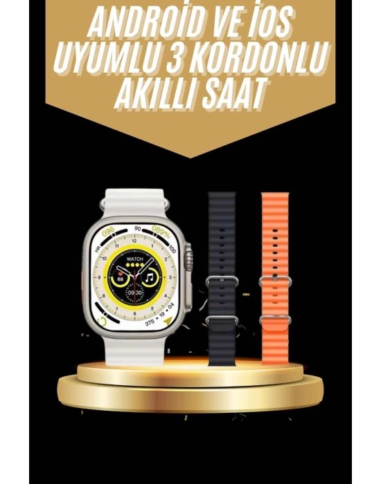 Yeni Nesil 3 Kordonlu Kol Saati 49 MM Amoled Ekran Akıllı Saat