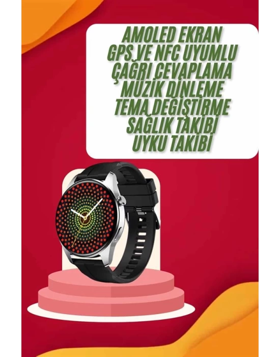 Yeni Nesil Akıllı Saat Çift Kordonlu 1.5 Inç Yuvarlak Ekran GPS ve NFC Uyumlu