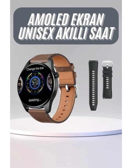 Yeni Nesil Akıllı Saat Çift Kordonlu 1.5 Inç Yuvarlak Ekran GPS ve NFC Uyumlu