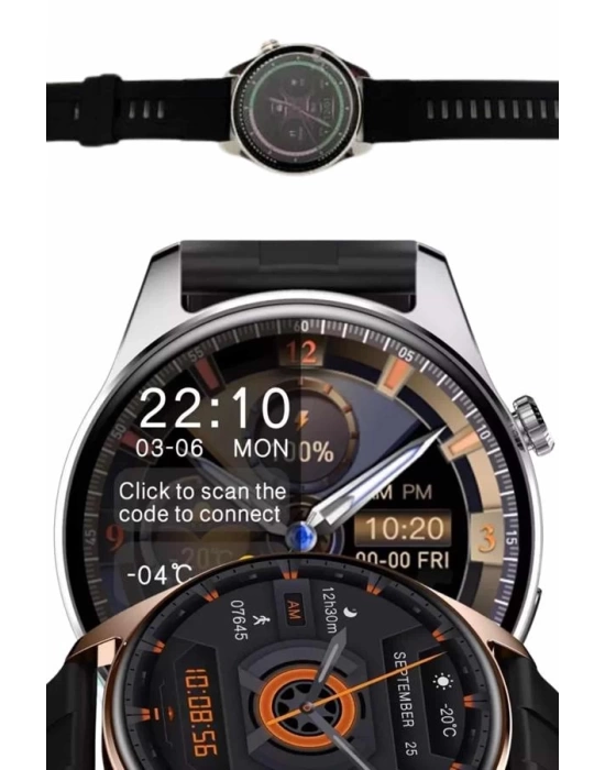Yeni Nesil Akıllı Saat Çift Kordonlu 1.5 Inç Yuvarlak Ekran GPS ve NFC Uyumlu
