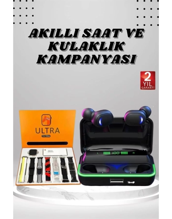 Yeni Nesil Akıllı Saat ve Bluetooth Kulaklık Kampanyası Android Ve İOS Uyumlu Uyku ve Sağlık Takibi