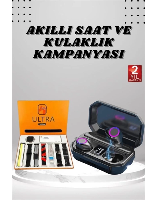 Yeni Nesil Akıllı Saat ve Bluetooth Kulaklık Kampanyası Dijital Göstergeli Powerbankli