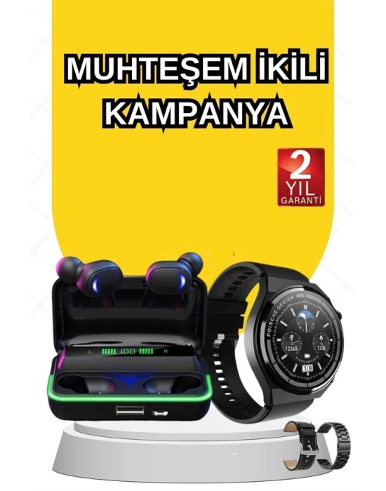 Yeni Nesil Akıllı Saat Ve Bluetooth Kulaklık Titreşim Bildirimleri Uyku Takibi