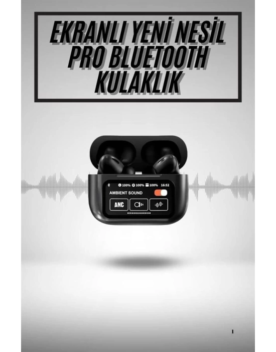Yeni Nesil ANC Özellikli Çağrı Cevaplayan Dokunmatik Ekranlı Bluetooth Kulaklık Siyah