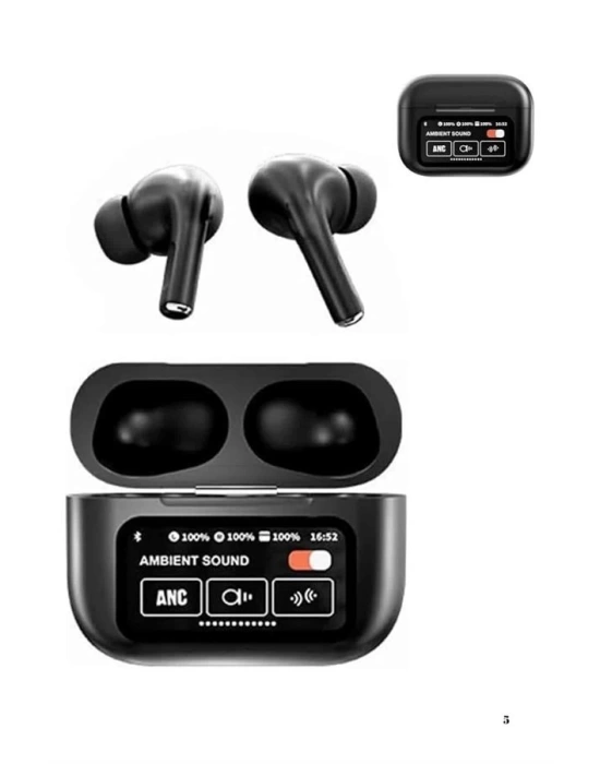 Yeni Nesil ANC Özellikli Çağrı Cevaplayan Dokunmatik Ekranlı Bluetooth Kulaklık Siyah