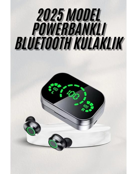 Yeni Nesil Bluetooth Kulaklık Çağrı Cevaplayabilen Dijital Göstergeli Powerbankli