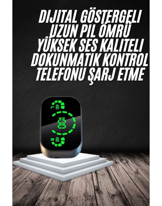 Yeni Nesil Bluetooth Kulaklık Çağrı Cevaplayabilen Dijital Göstergeli Powerbankli