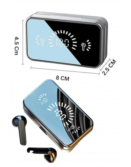 Yeni Nesil Kablosuz Kulaklık Aynalı Powerbank Özellikli Bluetooth Bağlantılı Dijital Göstergeli