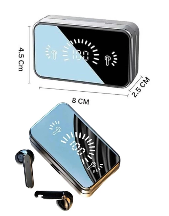Yeni Nesil Kablosuz Kulaklık Aynalı Powerbank Özellikli Bluetooth Bağlantılı Dijital Göstergeli