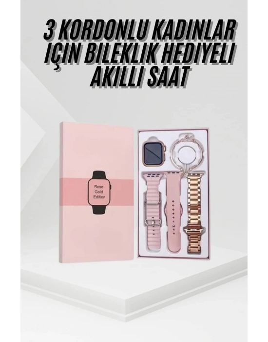 Yeni Nesil Kadın Akıllı Saat Rose Gold Android ve İos Uyumlu