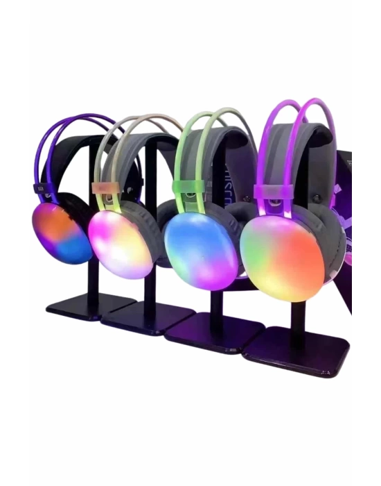 Yeni Nesil Kulak Üstü Kablosuz Uzun Ömürlü RGB Işıklı Bluetooth Kulaklık