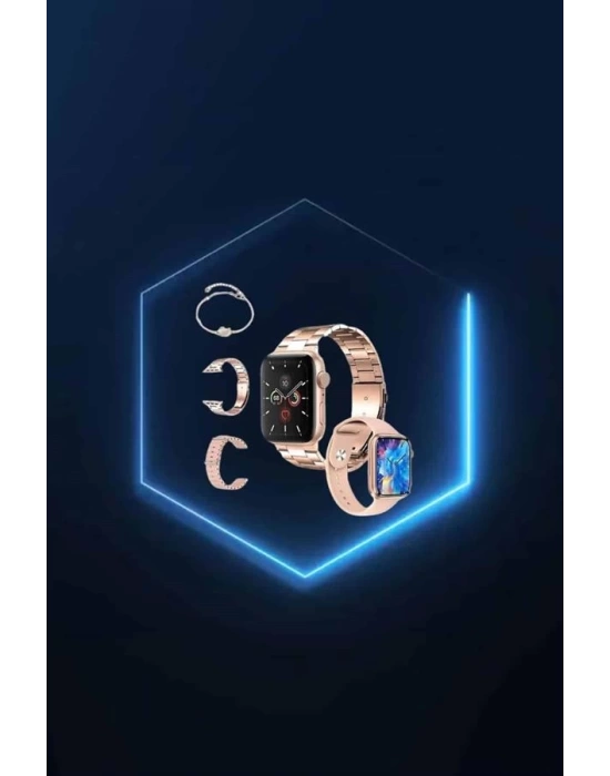 Yeni Nesil Pembe Dokunmatik Ekran Akıllı Saat ve Oyuncu Kulaklığı Kablosuz Bluetooth Kulaklık