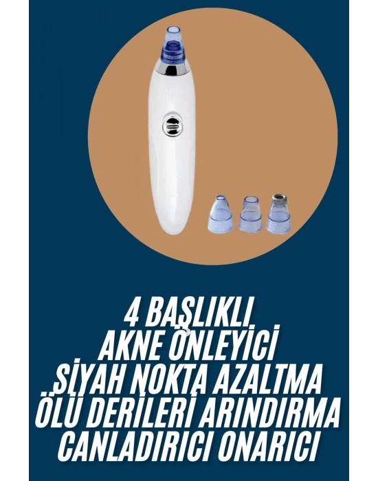 Yeni Nesil Vakumlu Pilli Siyah Nokta ve Yüz Temizleme Cihazı 4 Başlıklı