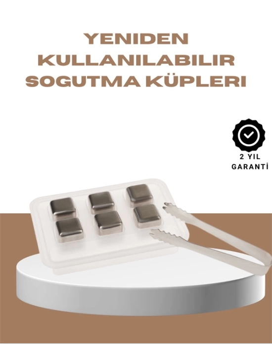 Yeniden Kullanılabilir 304 Çelik Metal Buz Küpleri 4lü Set