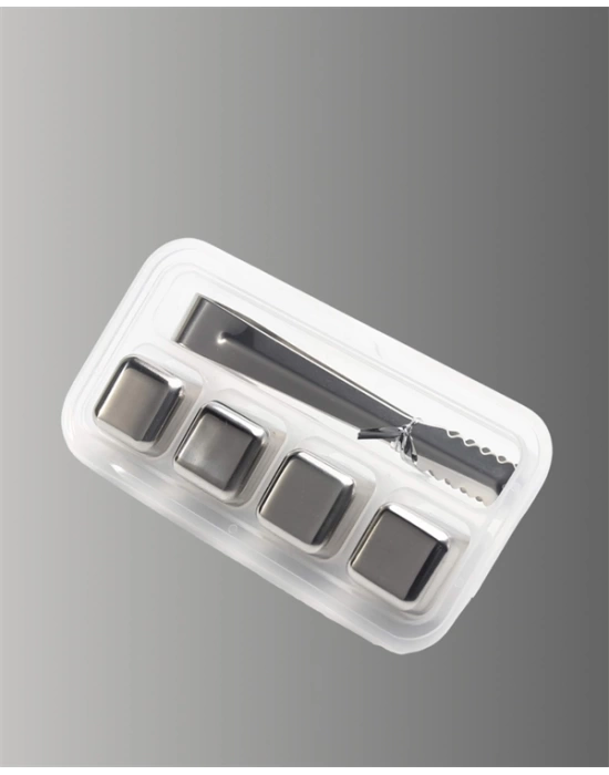 Yeniden Kullanılabilir 304 Çelik Metal Buz Küpleri 4lü Set