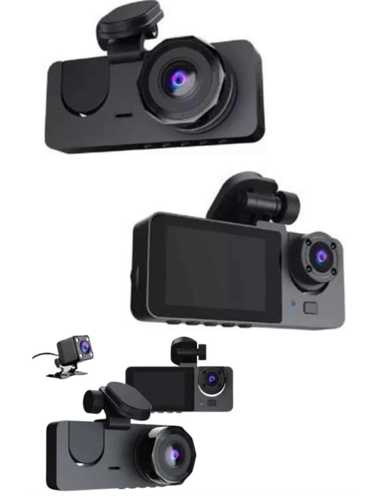 Yol Kayıt Araç Kamerası HD DVR 3 Kameralı 2.0in Ekranlı Ön İç Arka