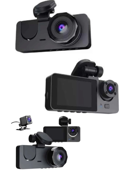 Yol Kayıt Araç Kamerası HD DVR 3 Kameralı 2.0in Ekranlı Ön İç Arka