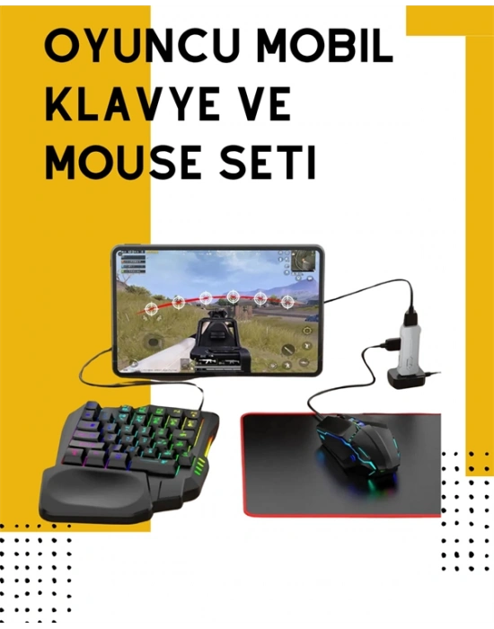 Yüksek Performanslı Mobil Oyun Aksesuarı – 5 Parçalı Klavye Mouse Dönüştürücü Set