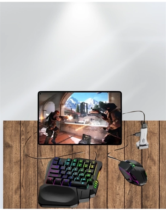 Yüksek Performanslı Mobil Oyun Aksesuarı – 5 Parçalı Klavye Mouse Dönüştürücü Set