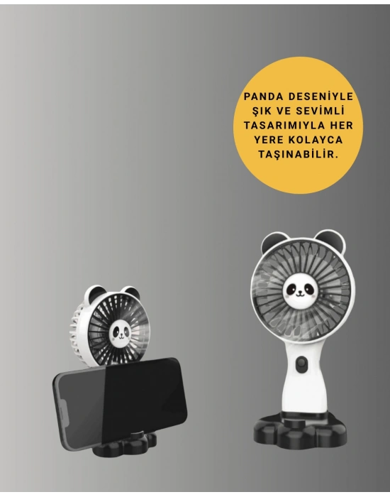 Yüksek Performanslı USB Mini Vantilatör – Panda Desenli