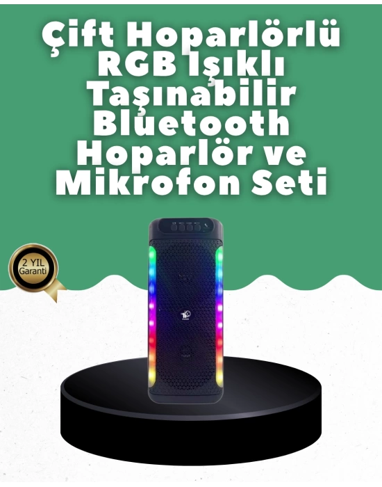 Yüksek Ses Güçlü Kablosuz Hoparlör  Karaoke Mikrofonlu