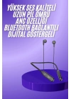 100 Saat Kablolu Boyun Askılı Dijital Göstergeli Bluetooth Kulaklığı