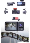 1080P 3 Lensli WİFİ Araç İçi Kameralı Ekran DVR Kaydedici Gece Görüşlü