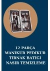 12 Parça Manikür Pedikür Seti Özel Deri Çanta El Ayak Bakımı Akne ve Sivilce Temizleme