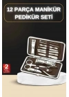 12 Parça Manikür Pedikür Seti Özel Deri Çanta El Ayak Bakımı Akne ve Sivilce Temizleme