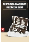 12 Parça Manikür Pedikür Seti Özel Deri Çanta El Ayak Bakımı Akne ve Sivilce Temizleme