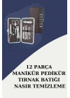 12 Parça Paslanmaz Çelik Kompakt ve Taşınabilir Manikür Makası Tırnak Makası