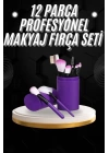 12 Parça Profesyonel Makyaj Fırçası Far Fırçası Allık Fırçası Yumuşak Kıllı