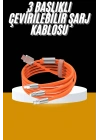 120W 3 İn 1 Uyumlu Silikon Şarj Kablosu Hızlı Şarj Kablosu