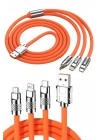 120W 3 İn 1 Uyumlu Silikon Şarj Kablosu Hızlı Şarj Kablosu