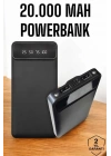 20.000 Mah Led Işıklı LCD Ekran USB Girişli Type-C Lightning Powerbank