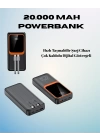 20000 mAh Powerbank | Çok Kablolu, Dijital Göstergeli, Yüksek Hızlı Şarj Cihazı