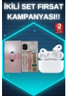 3 Kordonlu Pembe Amoled Ekran Akıllı Saat ve Yeni Nesil Pro Kablosuz Bluetooth Kulaklık ANC/ENC