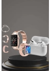 3 Kordonlu Pembe Amoled Ekran Akıllı Saat ve Yeni Nesil Pro Kablosuz Bluetooth Kulaklık ANC/ENC