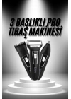 3lü Set Saç Sakal Kesme Traş Makinesi Burun Kılı Alma Tıraş Makinesi