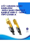 65W 4ü 1 Arada Çoklu Şarj Kablosu – USB-C, USB-A, Lightning, Veri ve Şarj Desteği