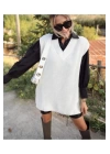 Osy Ekru V Yaka Süveter