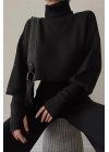 Triko Crop Pantolon Takım Siyah