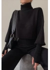 Triko Crop Pantolon Takım Siyah