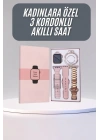 Akıllı Saat 3 Kordonlu Ve Aksesuarlı Bayanlar Için Şık Rose renk