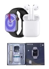 Akıllı Saat Gümüş Kasa Bluetooth Kulaklık Hediyeli Çok Fonksiyonlu İkili Set