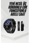Amoled Ekran Metal Deri Silikon Kordonlu Uyku ve Sağlık Takibi