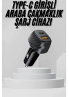 Araç İçi Şarj Cihazı 38W Güç Kapasiteli Type-C Girişli Araba Çakmaklık