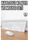 Beyaz Kablosuz Klavye Fare Seti Kablosuz Fare USB Alıcı PC Uyumlu