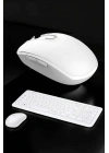 Beyaz Kablosuz Klavye Fare Seti Kablosuz Fare USB Alıcı PC Uyumlu